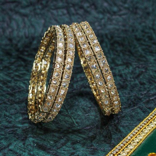 Captivating Ad Stone With Reverse Ad Work Polki Bangles