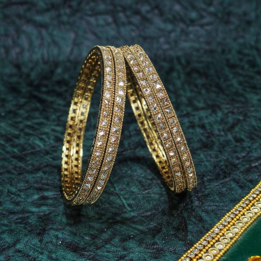 Charismatic Ad Stone With Reverse Ad Work Polki Bangles
