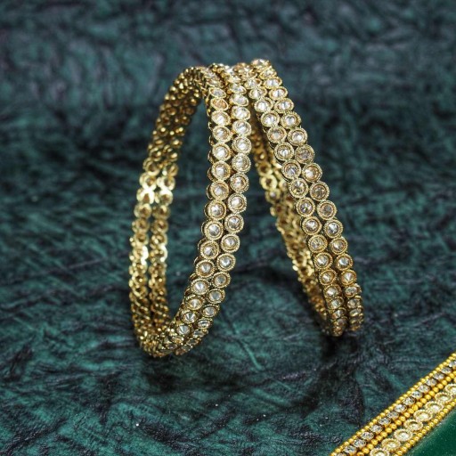 Attractive Ad Stone With Reverse Ad Work Polki Bangles