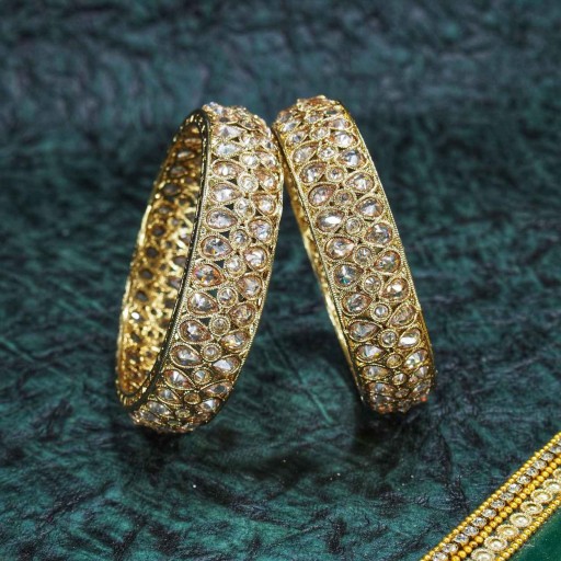 Alluring Ad Stone With Reverse Ad Work Polki Bangles