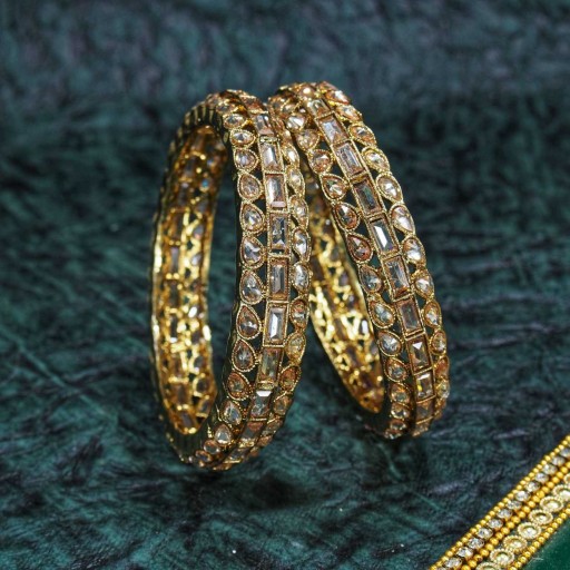 Exclusive Ad Stone With Reverse Ad Work Polki Bangles