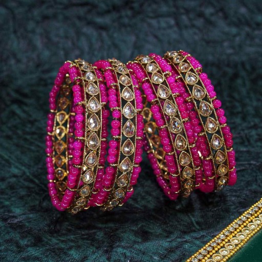 Charming Ad Stone With Reverse Ad Work Polki Bangles