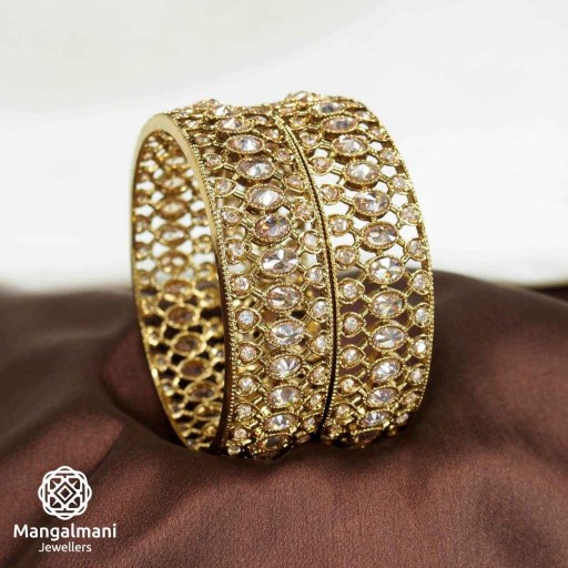 Stunning Ad Stone With Reverse Ad Look Polki Bangles