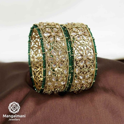 Glorious Ad Stone With Reverse Ad Look Polki Bangles