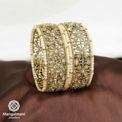 Magnificent Ad Stone With Reverse Ad Look Polki Bangles