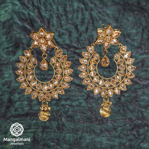 Captivating LCT Coloured With Traditional Work Polki Earrings Studded With Reverse Ad