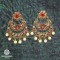 Charming Maroon Coloured With Designer Stone Work Polki Earrings Decorated With Reverse Ad