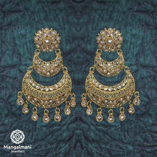 Radiant Polki Style Earrings With Reverse AD