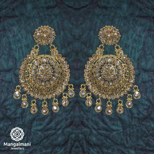 Ravishing Polki Style Earrings With Reverse AD