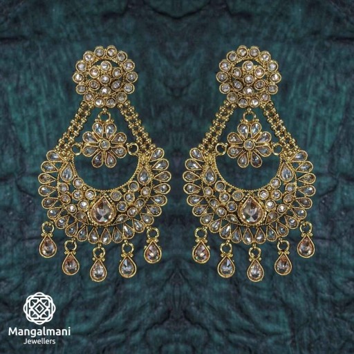 Stunning Ethnic Style Polki Earrings With Reverse AD