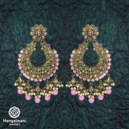 Stylish Ethnic Style Polki Earrings With Reverse AD