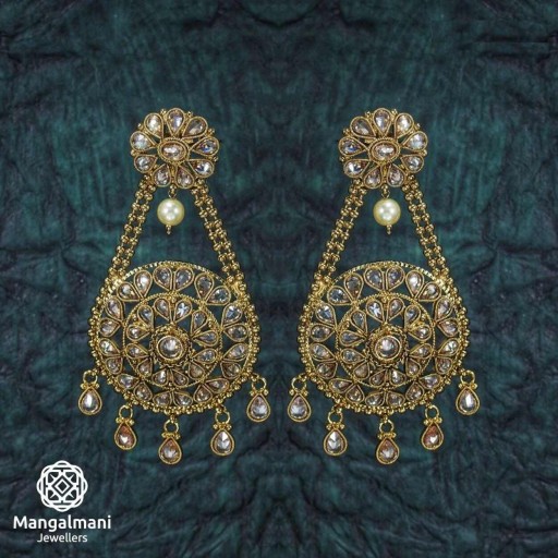 Marvellous Ethnic Style Polki Earrings With Reverse AD