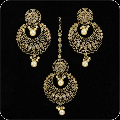 Brass Made Glorious Polki Earring And Tikka Set