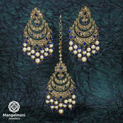 Brass Made Stunning Polki Earring And Tikka Set