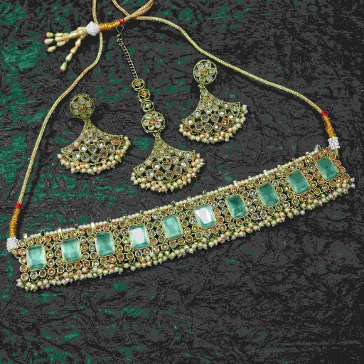 Engaging With Traditional Work Polki Necklace Set Embellished With Reverse Ad
