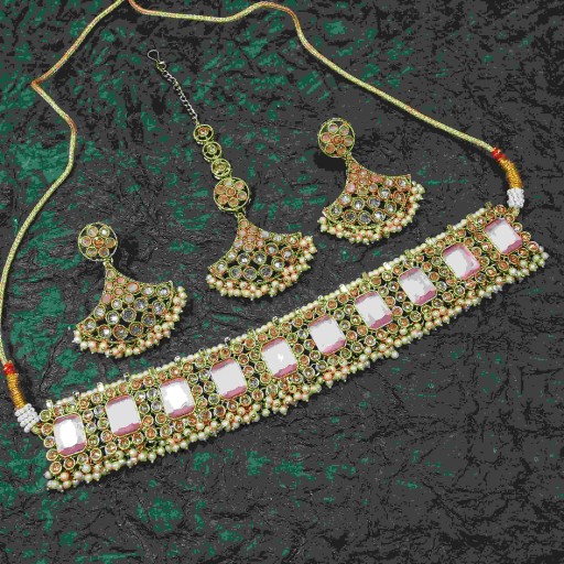 Engaging With Traditional Work Polki Necklace Set Embellished With Reverse Ad
