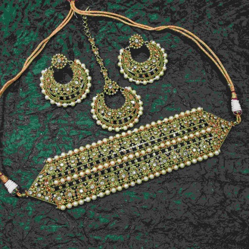 Exclusive With Ethnic Work Polki Necklace Set Decorated With Reverse Ad