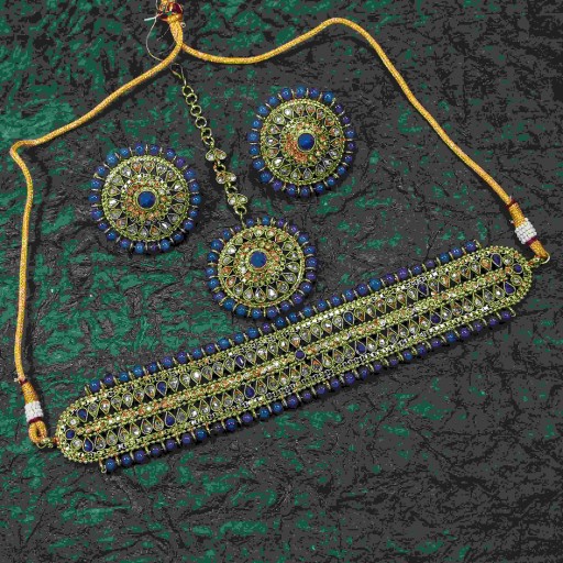 Glorious With Party Wear Designer Work Polki Necklace Set Decorated With Reverse Ad