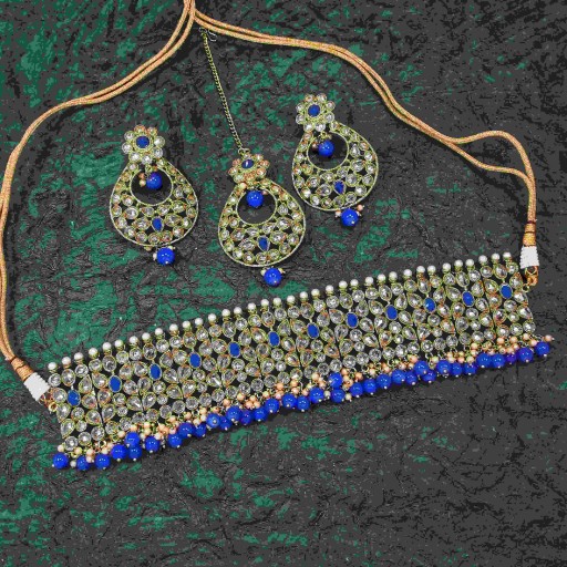 Magnificent With Party Wear Designer Work Polki Necklace Set Adorned With Reverse Ad