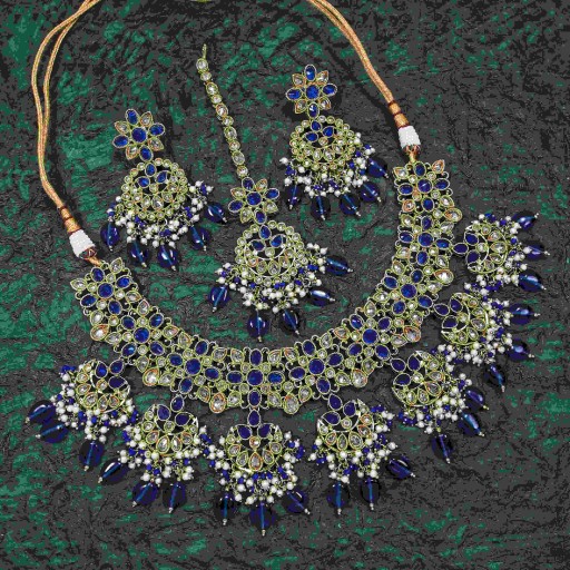 Prettyish With Ethnic Work Polki Necklace Set Embellished With Reverse Ad