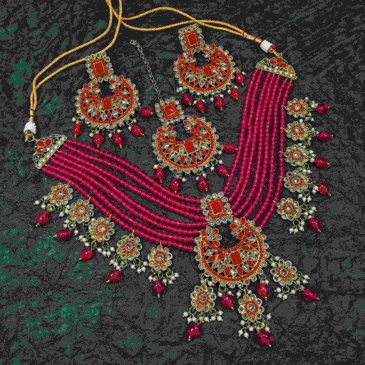 Ravishing With Party Wear Designer Work Polki Necklace Set Adorned With Reverse Ad