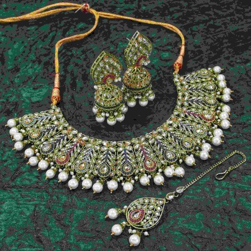 Charismatic With Party Wear Designer Work Polki Necklace Set Embellished With Reverse Ad