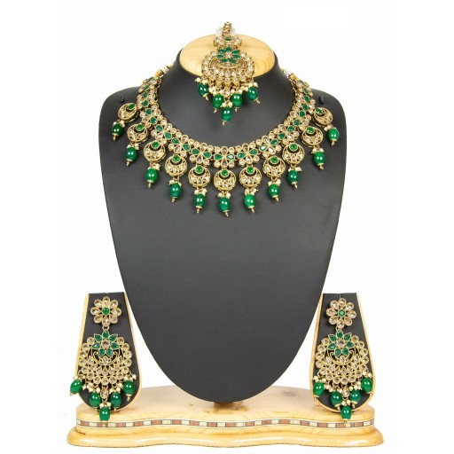Pleasant With Traditional Work Polki Necklace Set  