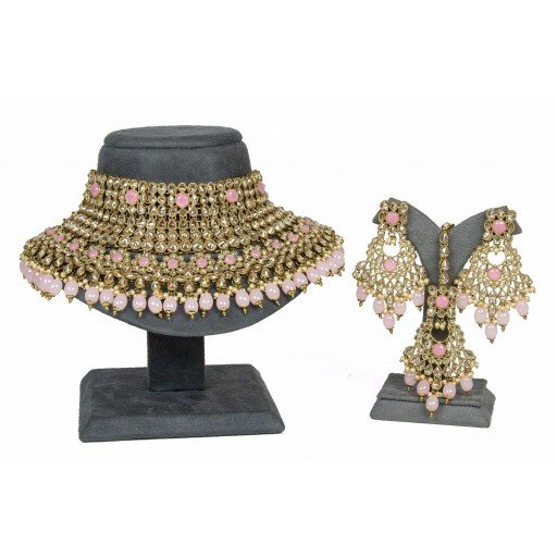 Pretty With Traditional Work Polki Necklace Set  