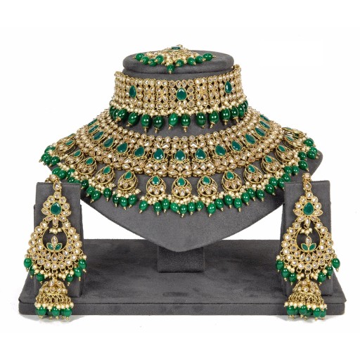 Stunning With Designer Stone Work Polki Necklace Set  