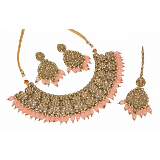 Stylish With Traditional Work Polki Necklace Set  