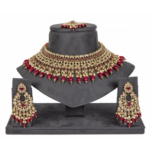 Attractive With Ethnic Work Polki Necklace Set  