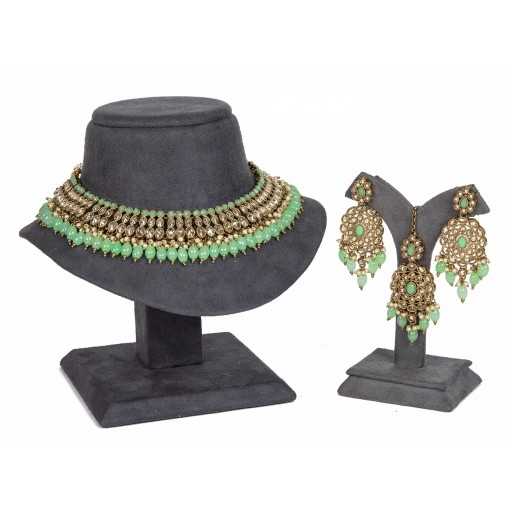 Beautiful With Designer Stone Work Polki Necklace Set  