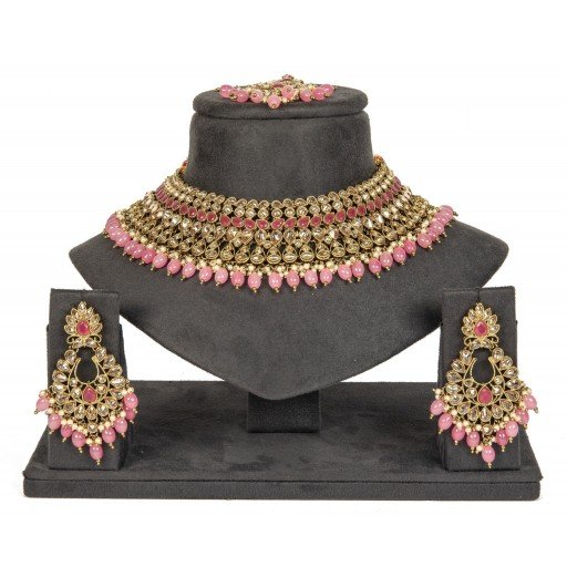 Engaging With Designer Stone Work Polki Necklace Set  