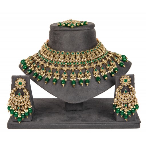 Fashionable With Designer Stone Work Polki Necklace Set  