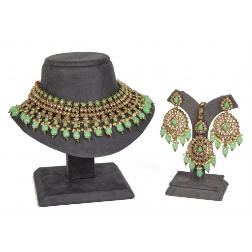 Antique With Traditional Work Polki Necklace Set  