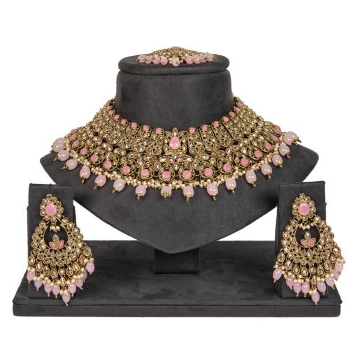 Attractive With Ethnic Work Polki Necklace Set  