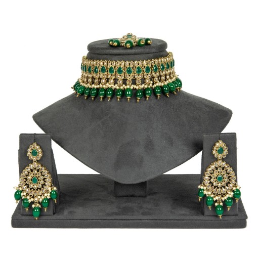 Charming With Designer Stone Work Polki Necklace Set  
