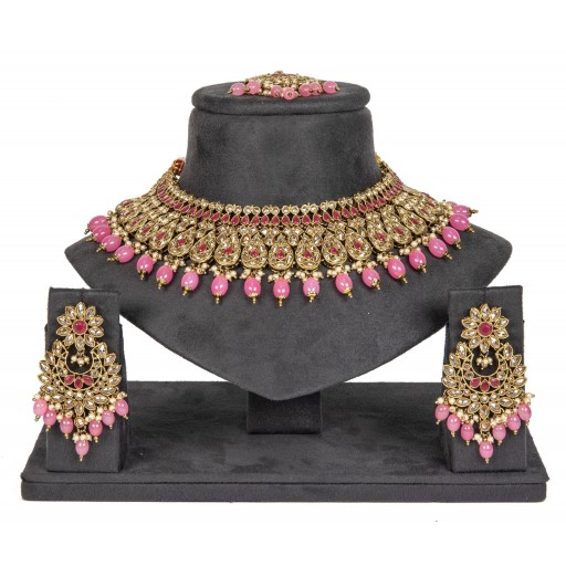 Desirable With Traditional Work Polki Necklace Set  