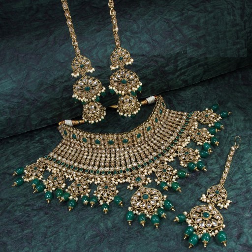 Presentable With Traditional Work Polki Necklace Set  
