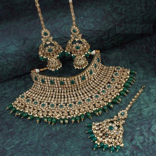 Pretty With Ethnic Work Polki Necklace Set  