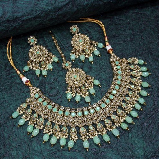 Alluring With Traditional Work Polki Necklace Set  