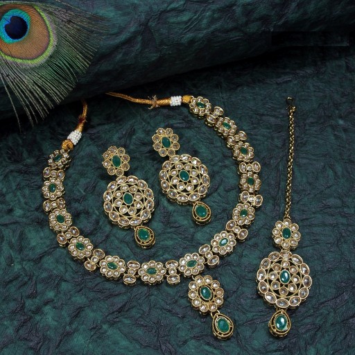 Beautiful With Traditional Work Polki Necklace Set  