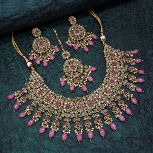 Charming With Traditional Work Polki Necklace Set  