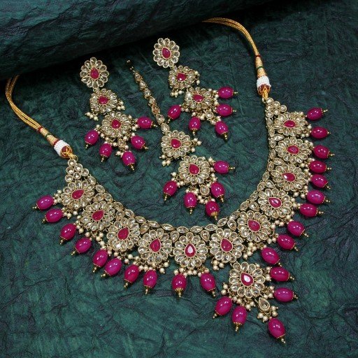 Exclusive With Ethnic Work Polki Necklace Set  