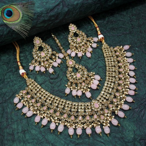 Alluring With Traditional Work Polki Necklace Set  