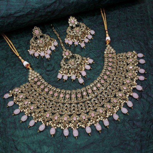 Exclusive With Ethnic Work Polki Necklace Set  