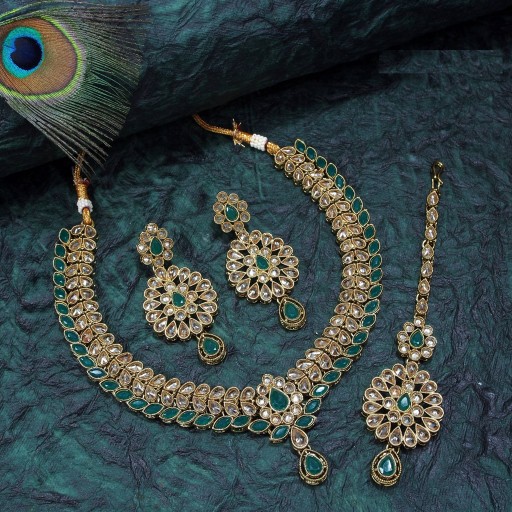 Magnificent With Traditional Work Polki Necklace Set  