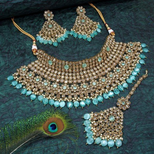 Marvellous With Ethnic Work Polki Necklace Set  