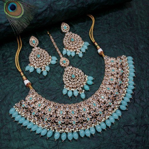 Prettyish With Traditional Work Polki Necklace Set  