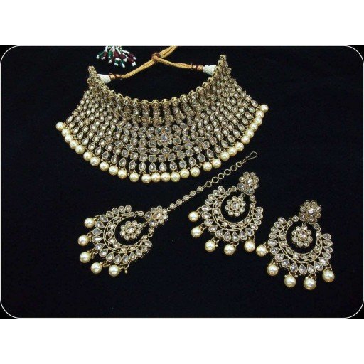 Glamorous Traditional AD Polki Semi Bridal Set